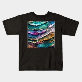 Mermaid Pattern Alcohol Ink Kids T-Shirt